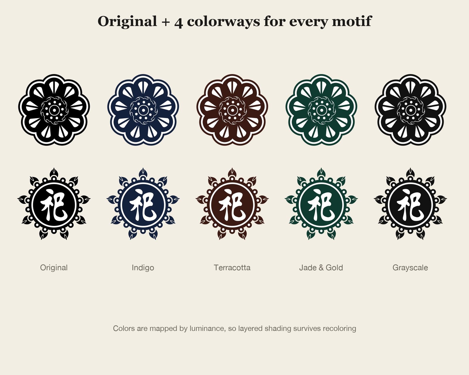 Flower Roundel Medallion Set — colourways