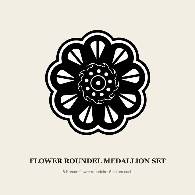 Flower Roundel Medallion Set — Vector Motif Set