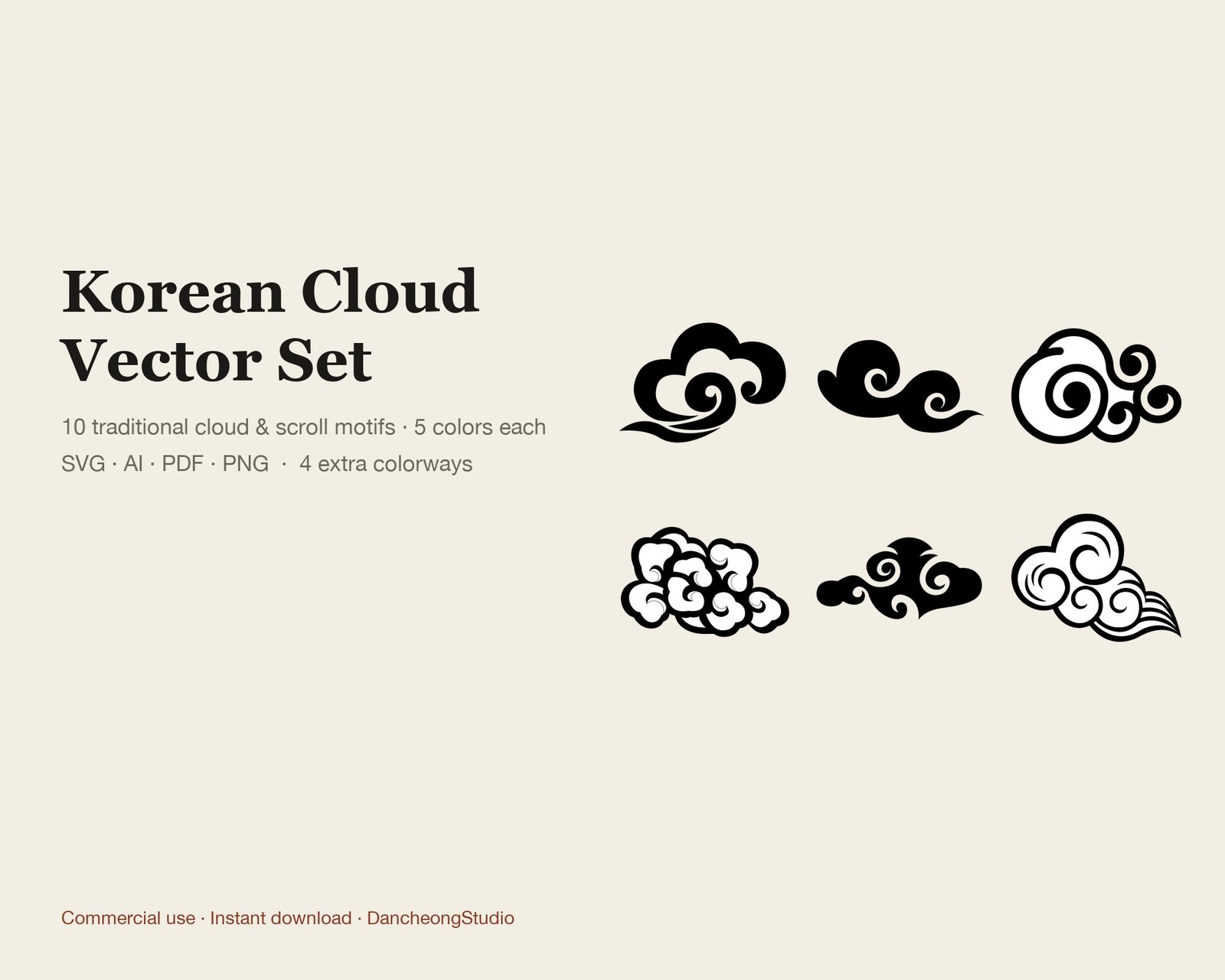 Korean Cloud Vector Set — Vector Motif Set — cover