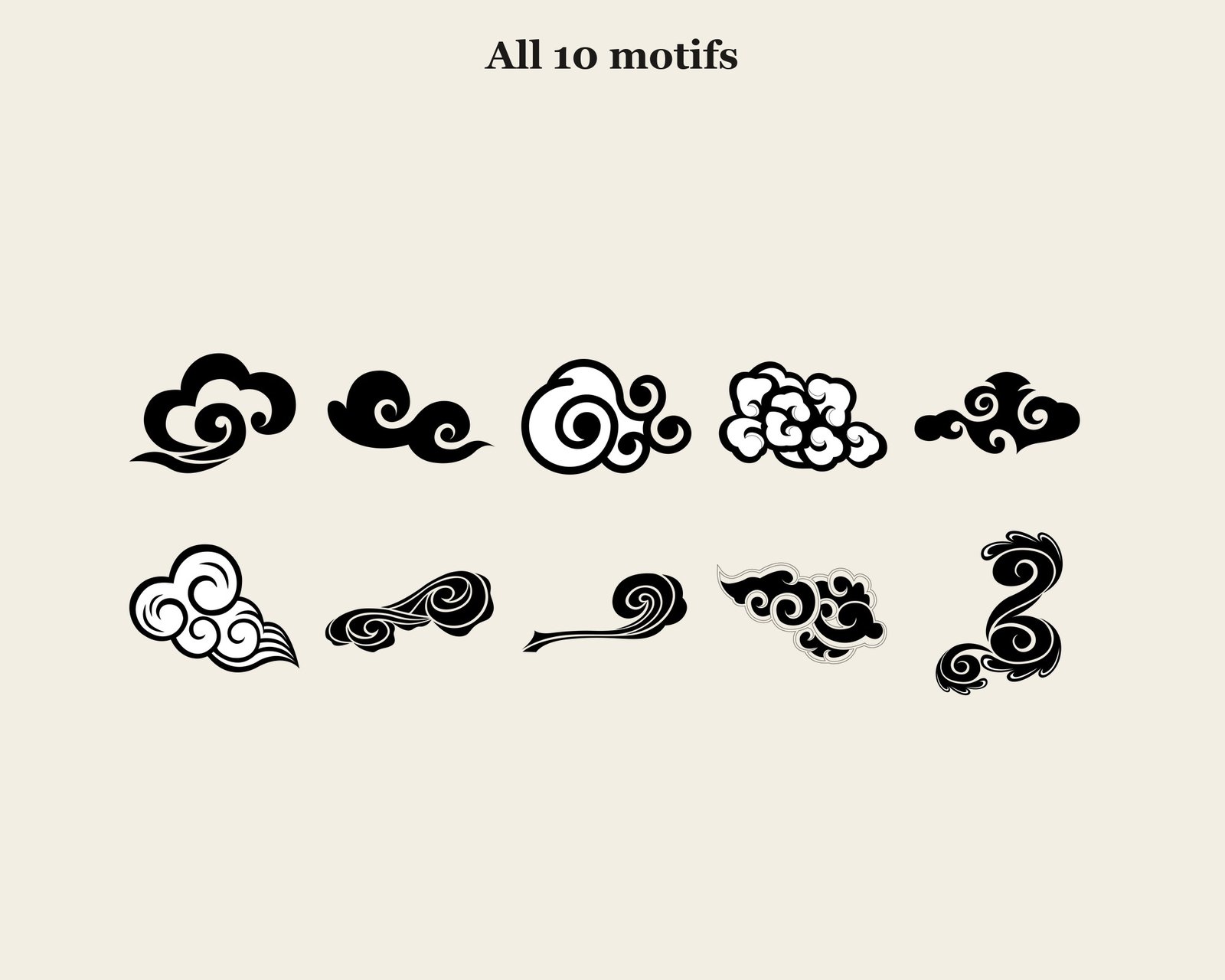 Korean Cloud Vector Set — motifs overview