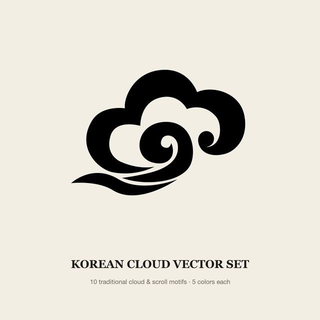 Korean Cloud Vector Set — Vector Motif Set