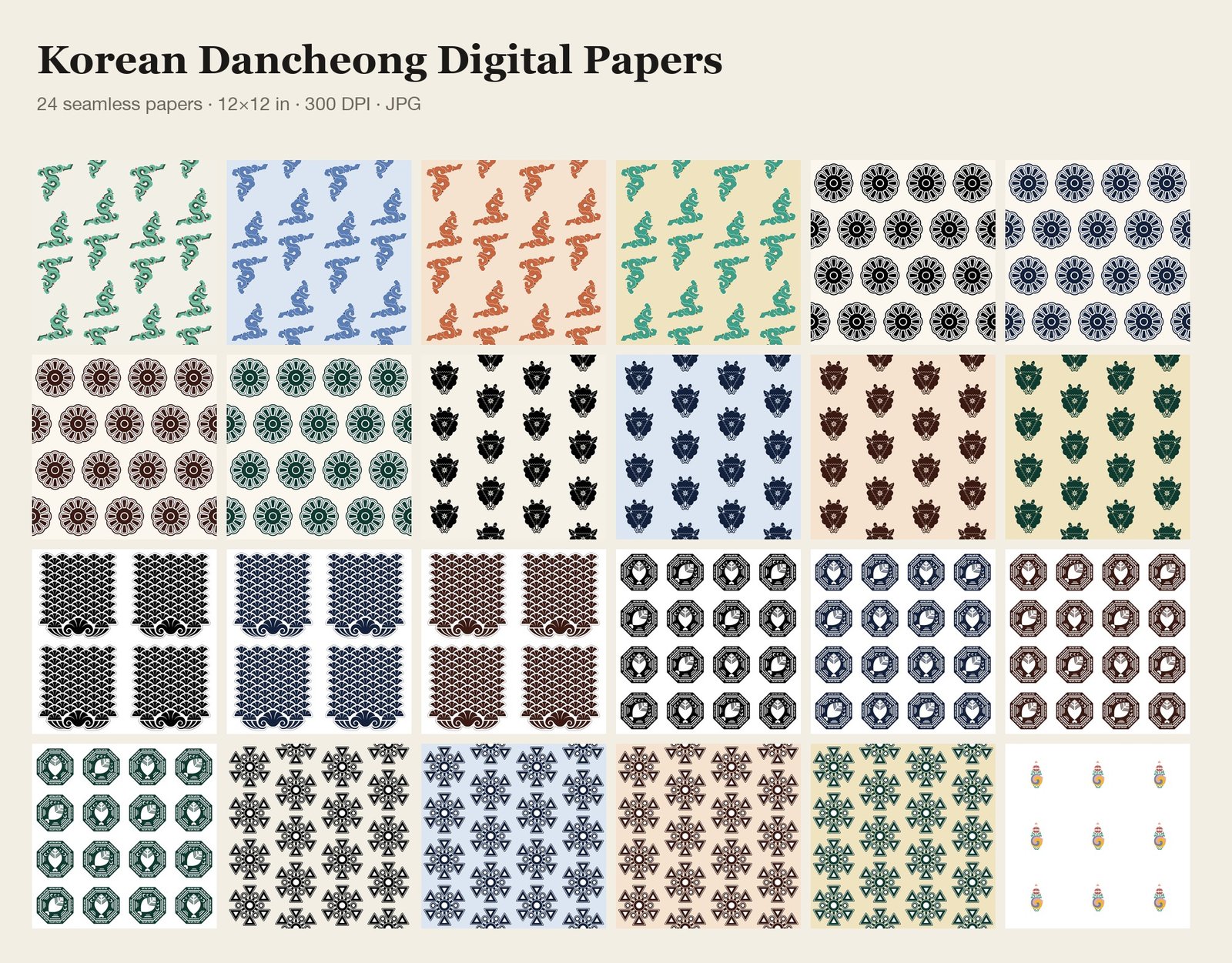 Korean Dancheong Digital Papers Vol.01 — all papers