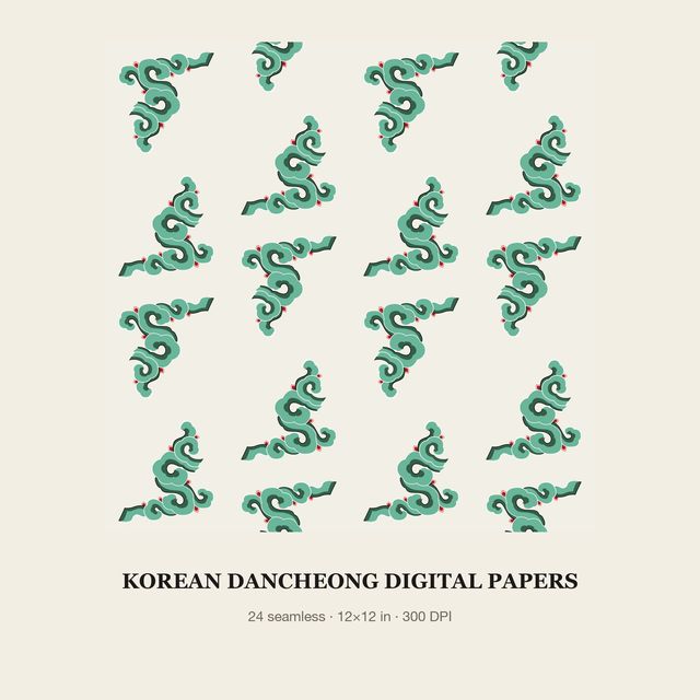 Korean Dancheong Digital Paper Pack Vol.01 — Palace Patterns