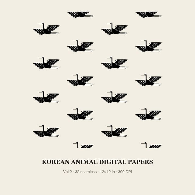 Korean Dancheong Digital Paper Pack Vol.02 — Animals & Auspicious Characters