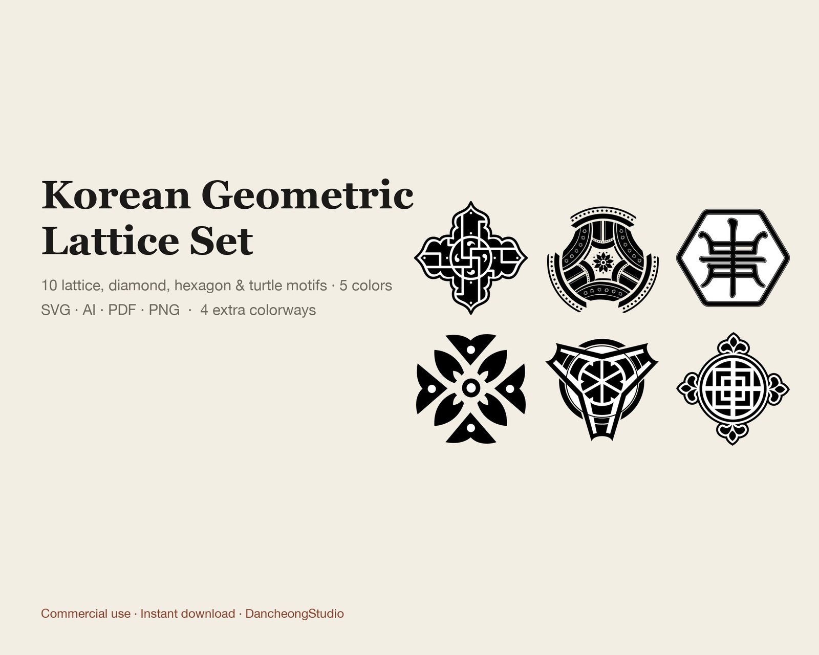 Korean Geometric Lattice Set — Vector Motif Set — cover