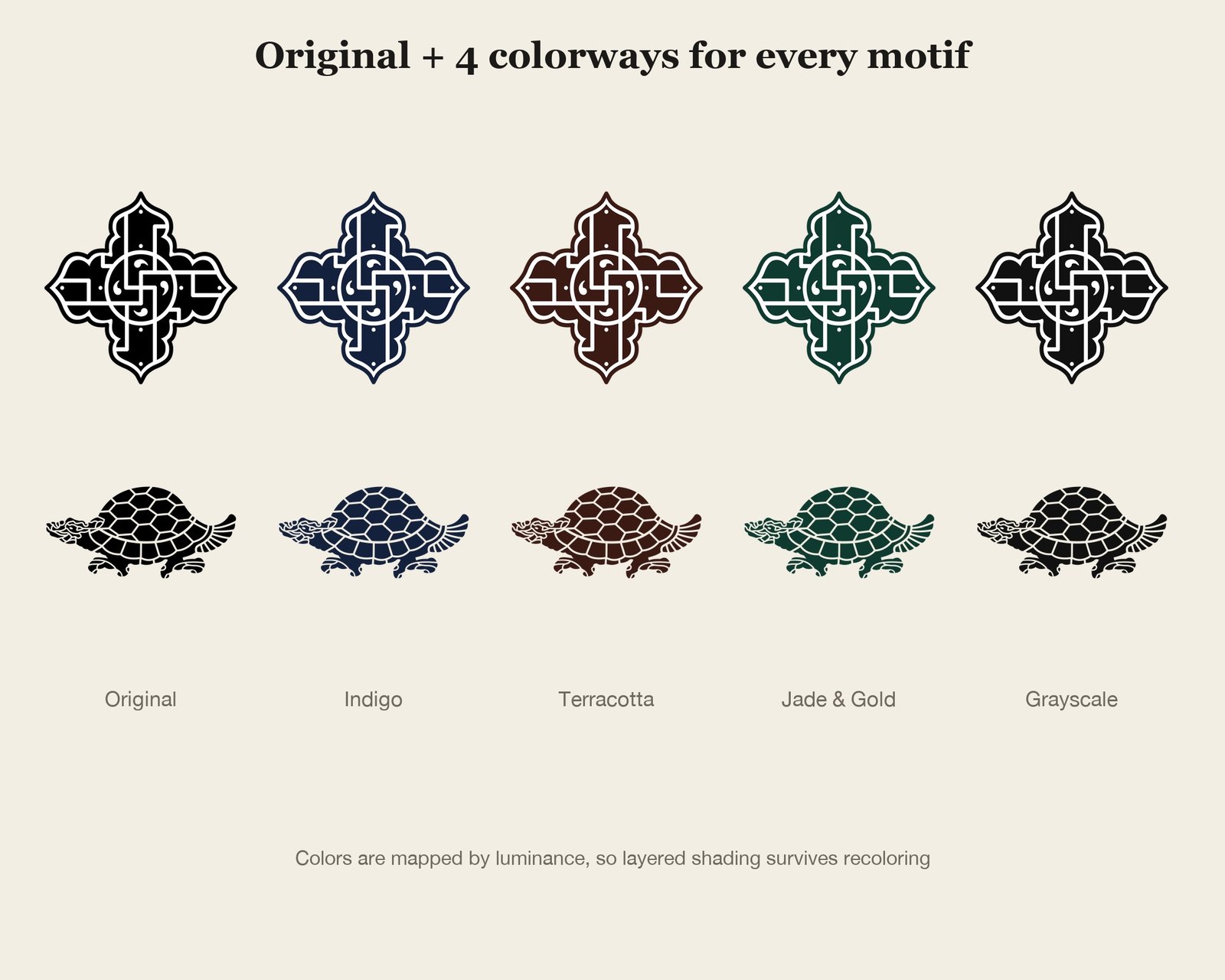 Korean Geometric Lattice Set — colourways