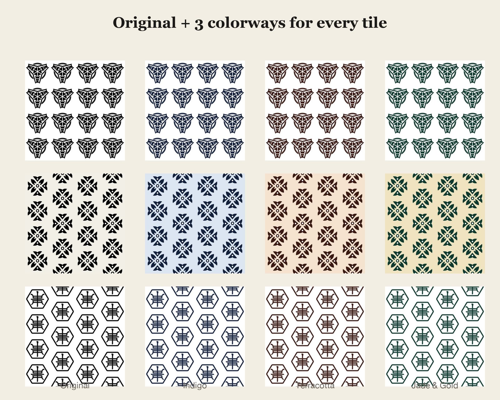 Korean Lattice Seamless Patterns — colourways