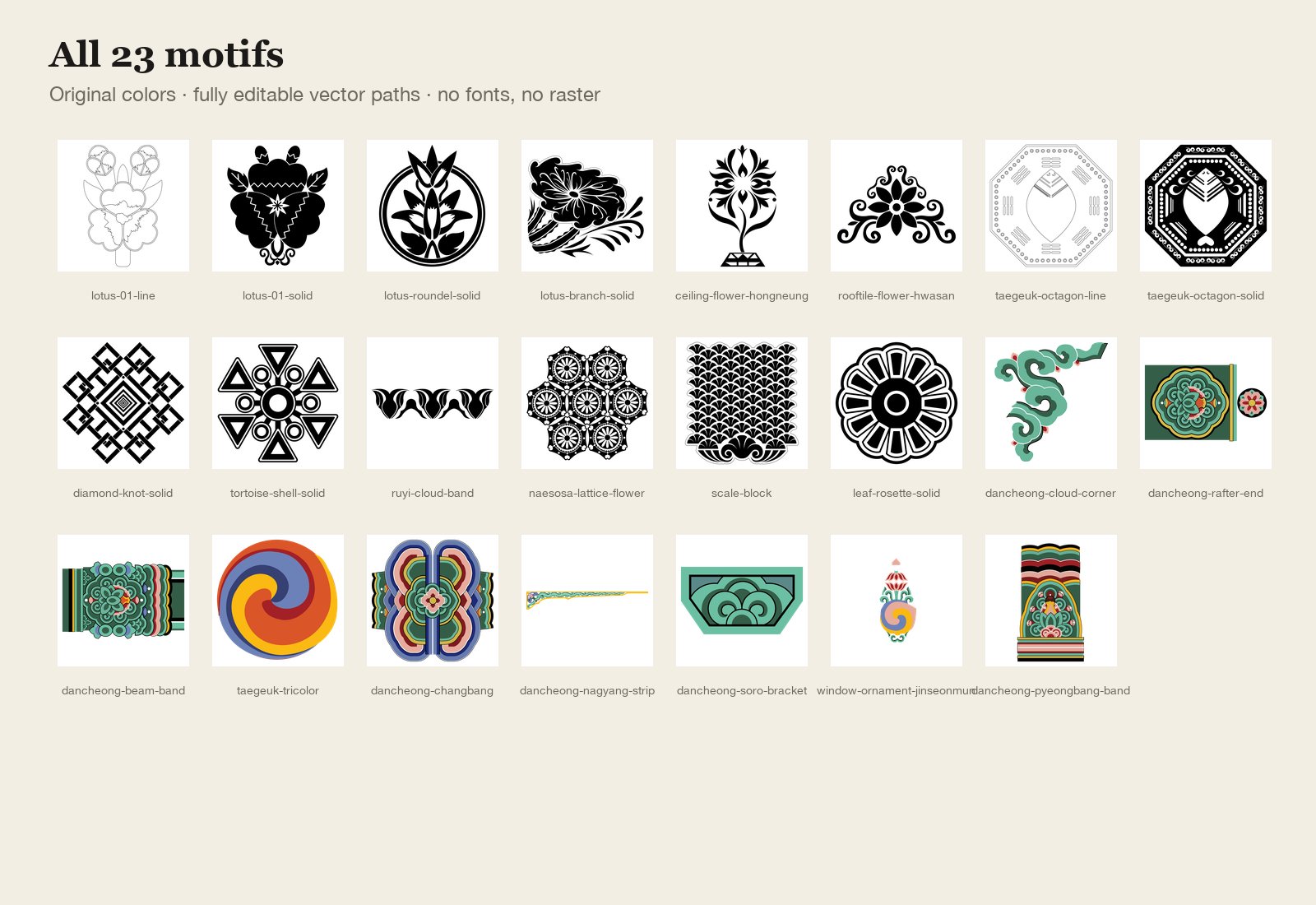 Korean Traditional Patterns Vol.01 — motifs overview