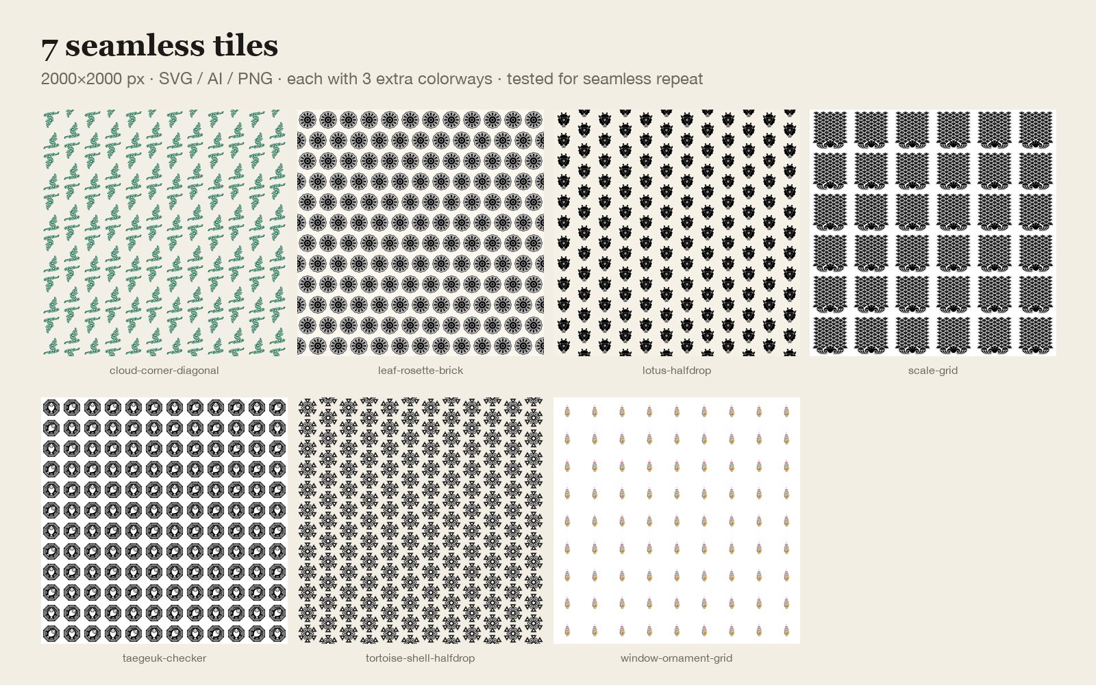 Korean Traditional Patterns Vol.01 — seamless tiles
