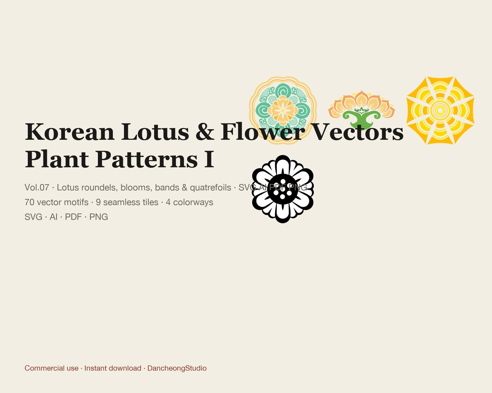 Korean Traditional Patterns Vol.07 — Lotus & Flower — Plant Patterns I — cover
