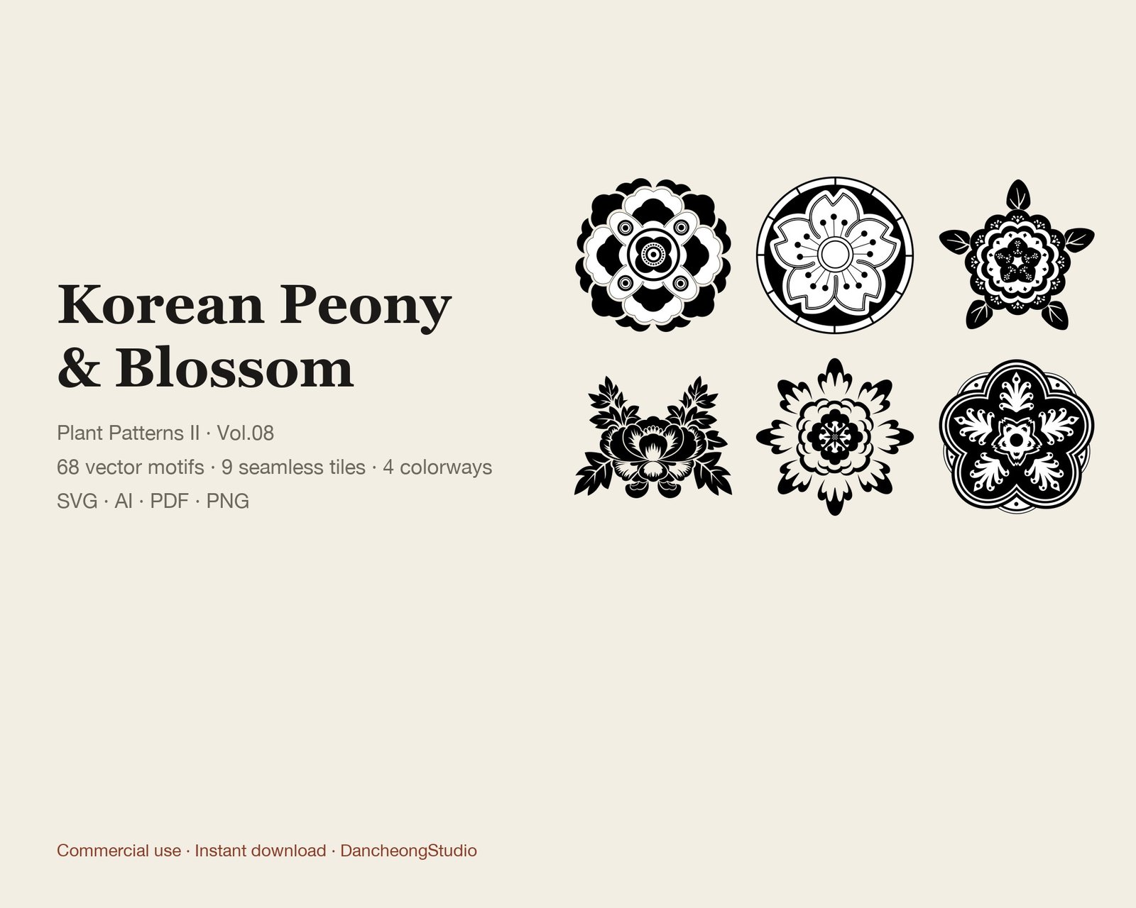Korean Traditional Patterns Vol.08 — Peony & Blossom — Plant Patterns II — cover