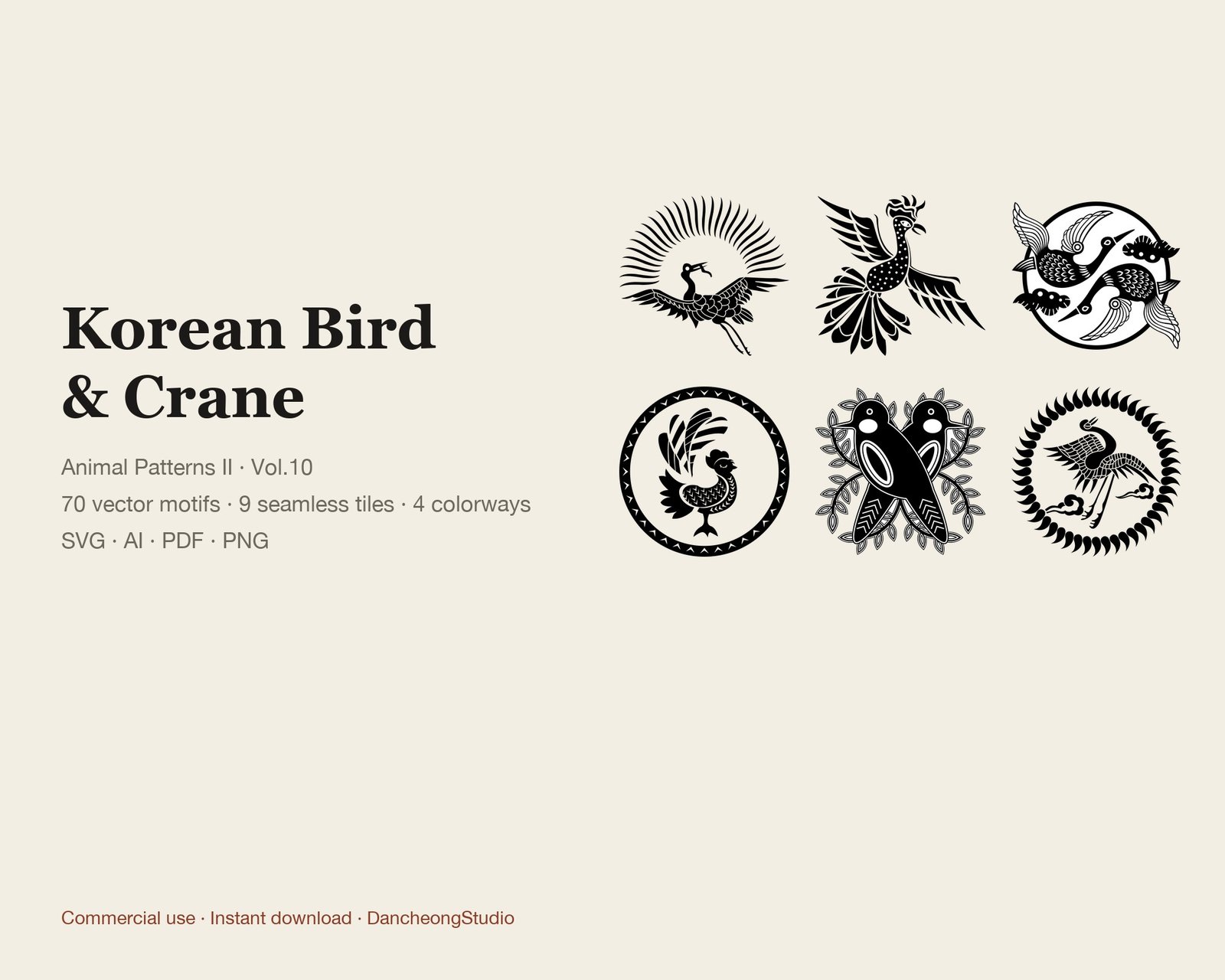 Korean Traditional Patterns Vol.10 — Bird & Crane — Animal Patterns II — cover