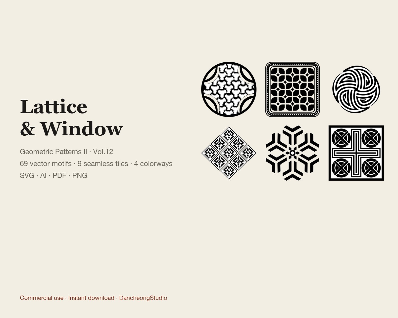 Korean Traditional Patterns Vol.12 — Lattice & Window — Geometric Patterns II — cover