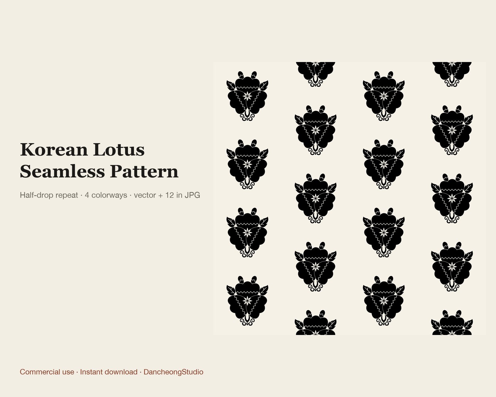 Korean Lotus Seamless Pattern — Seamless Vector Tile — cover