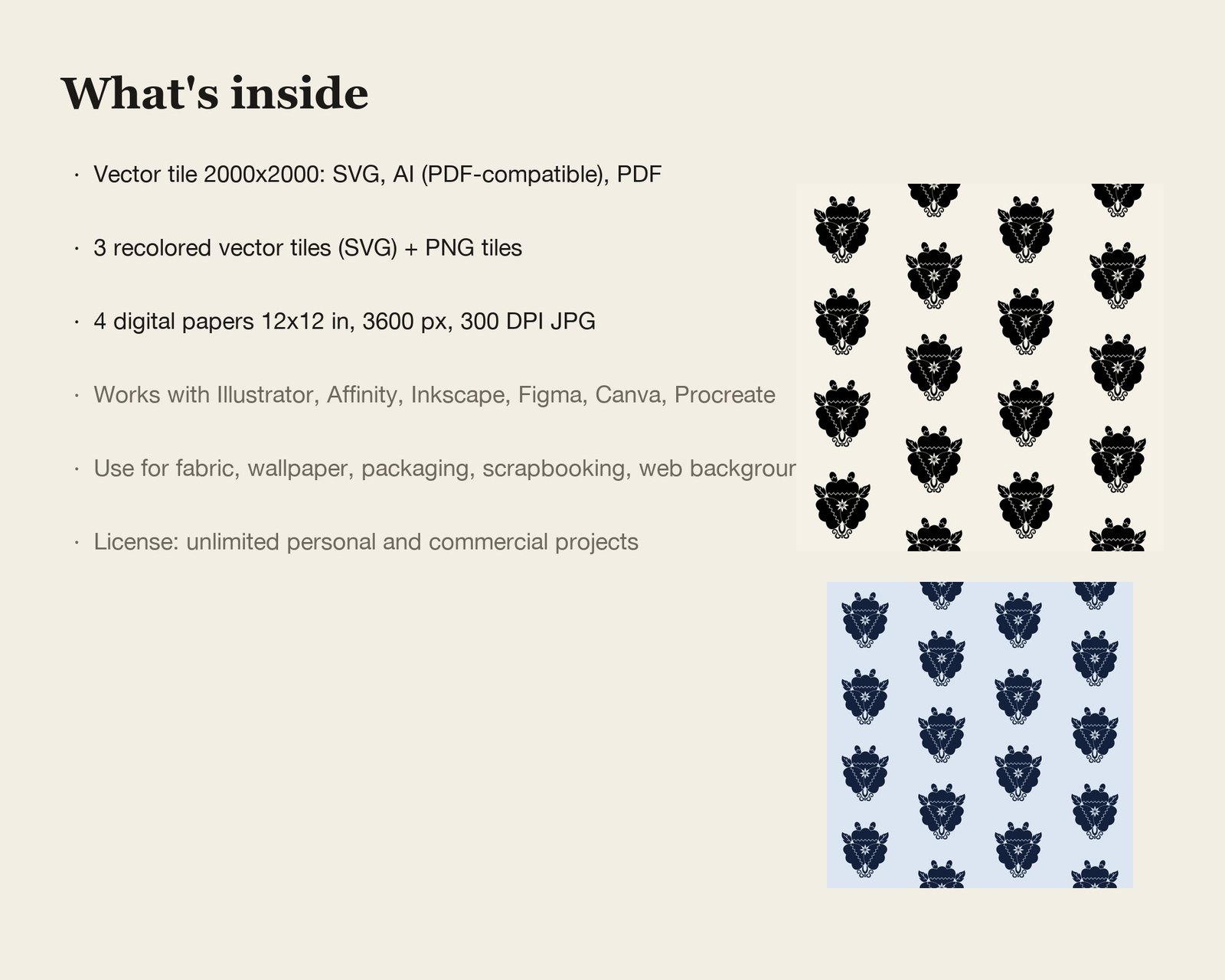 Korean Lotus Seamless Pattern — what's inside