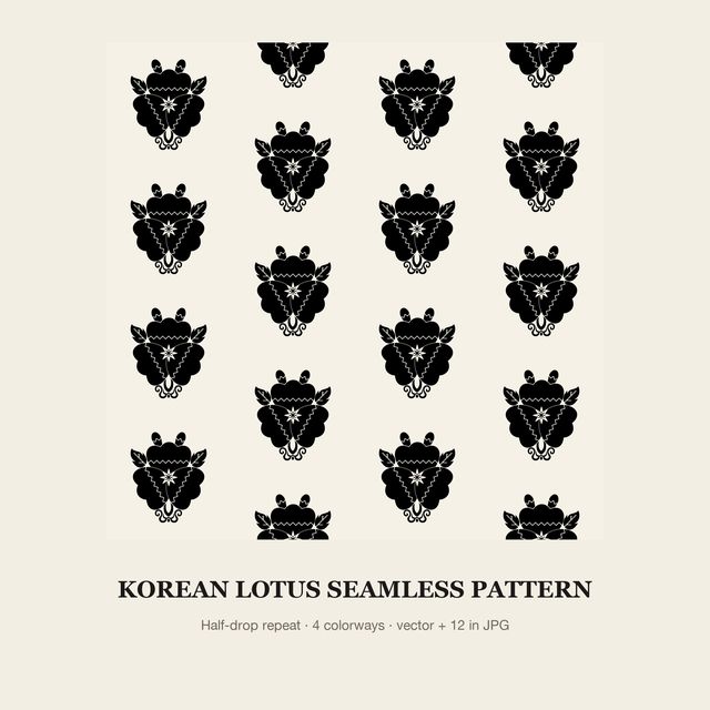 Korean Lotus Seamless Pattern — Seamless Vector Tile
