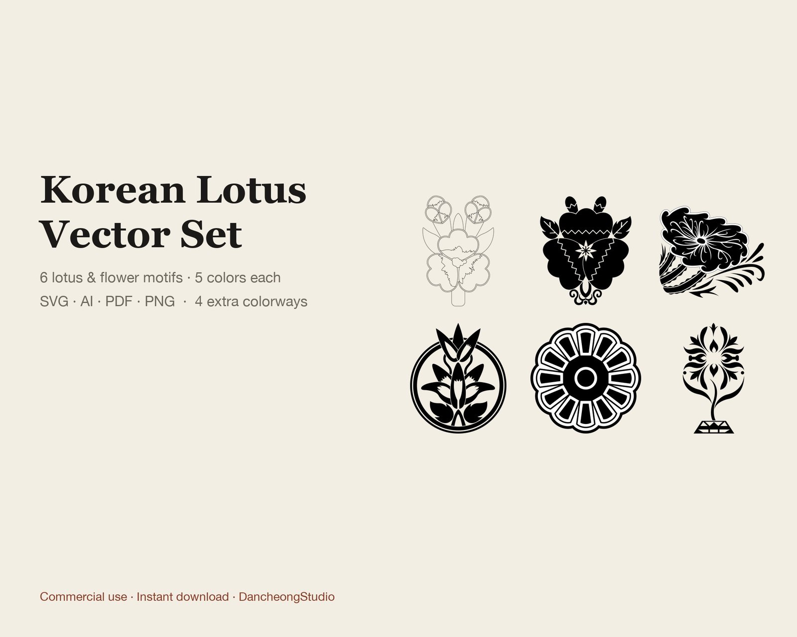 Korean Lotus Vector Set — Vector Motif Set — cover