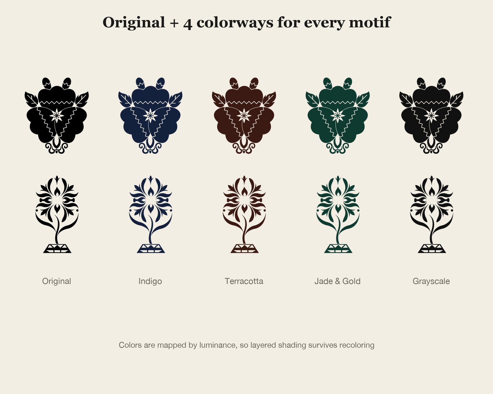 Korean Lotus Vector Set — colourways