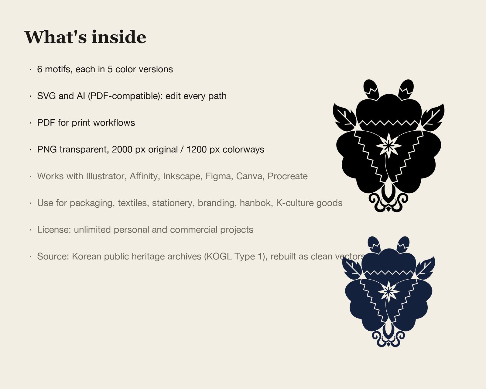 Korean Lotus Vector Set — what's inside