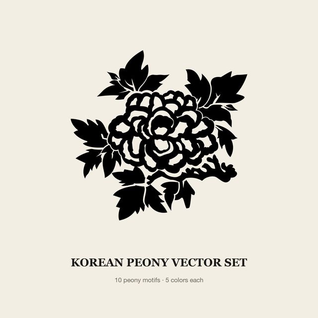 Korean Peony Vector Set — Vector Motif Set