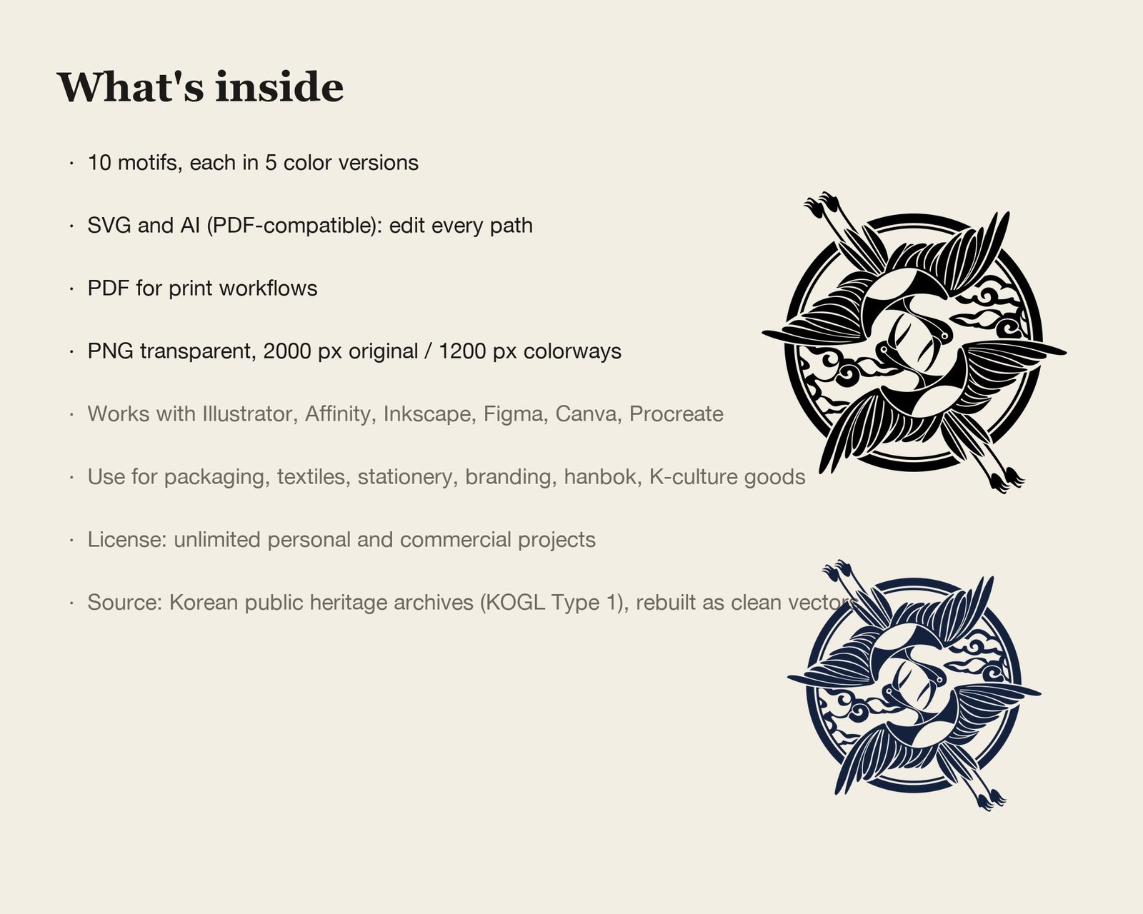 Sun, Crane & Landscape Set — what's inside