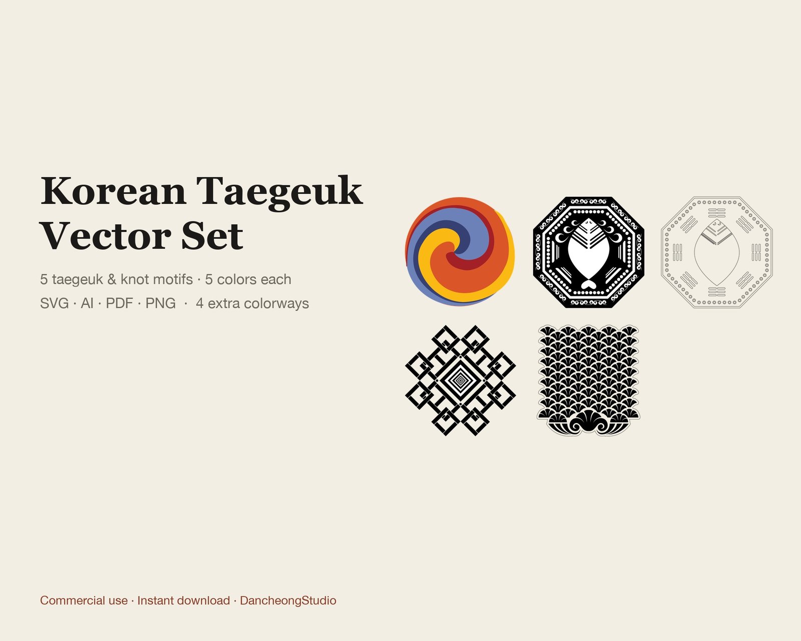 Korean Taegeuk Vector Set — Vector Motif Set — cover