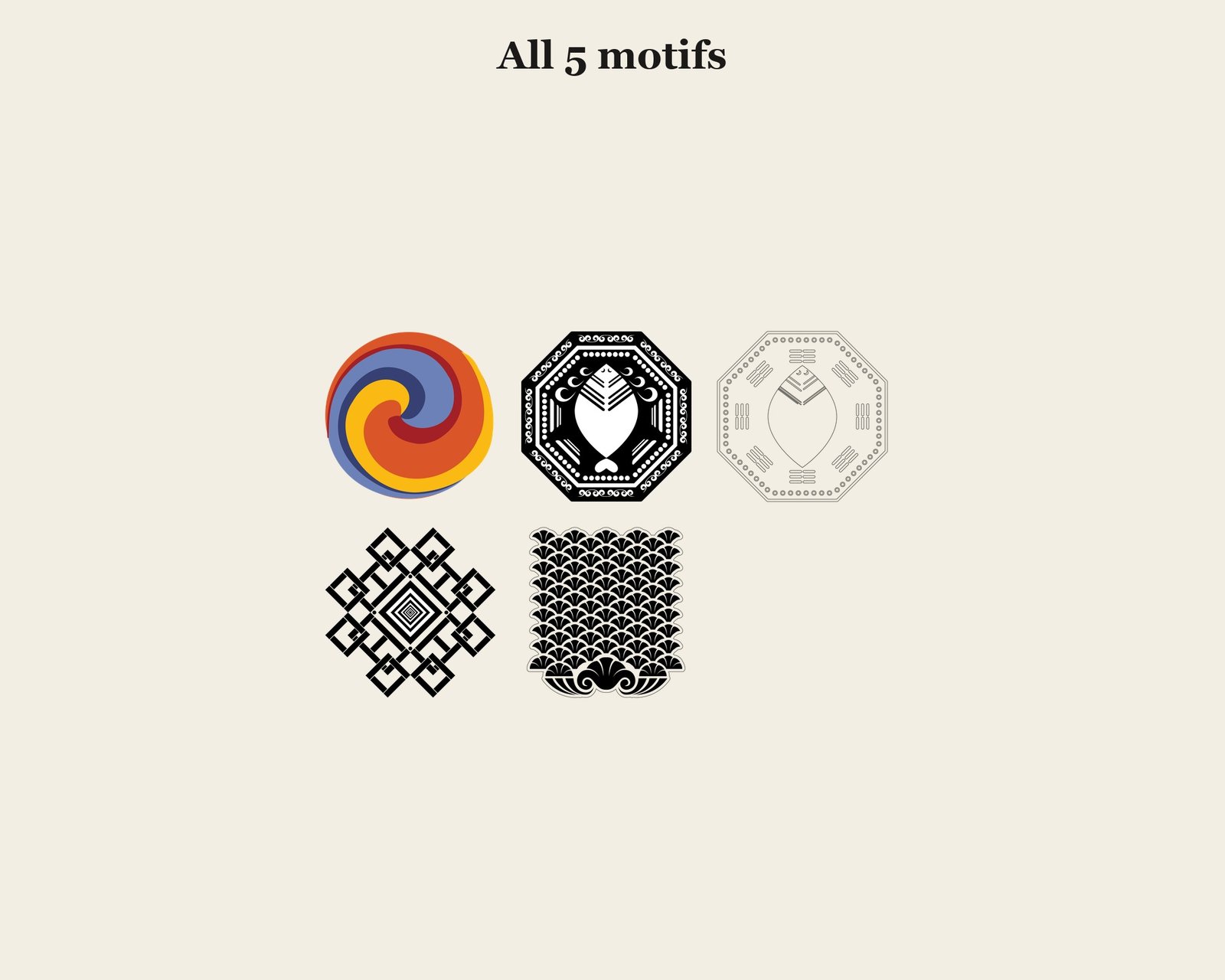 Korean Taegeuk Vector Set — motifs overview