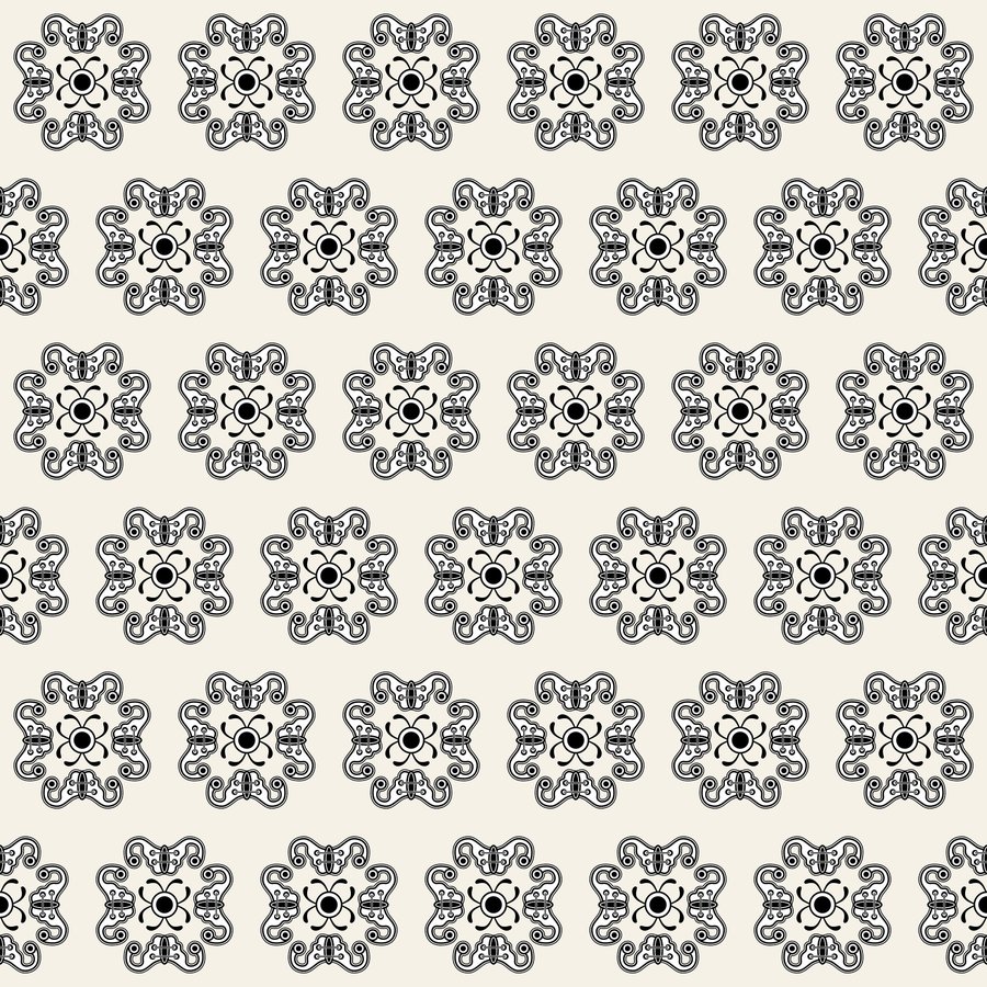 Bat medallion brick seamless Korean pattern tile, 3×3 repeat preview
