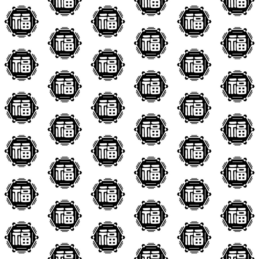 Bok octagon halfdrop seamless Korean pattern tile, 3×3 repeat preview