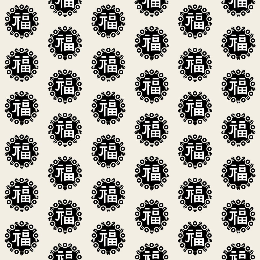 Bok scalloped halfdrop seamless Korean pattern tile, 3×3 repeat preview
