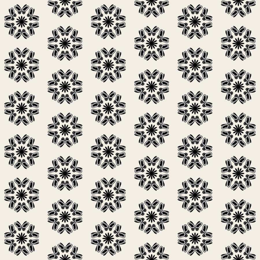 Butterfly rosette halfdrop seamless Korean pattern tile, 3×3 repeat preview
