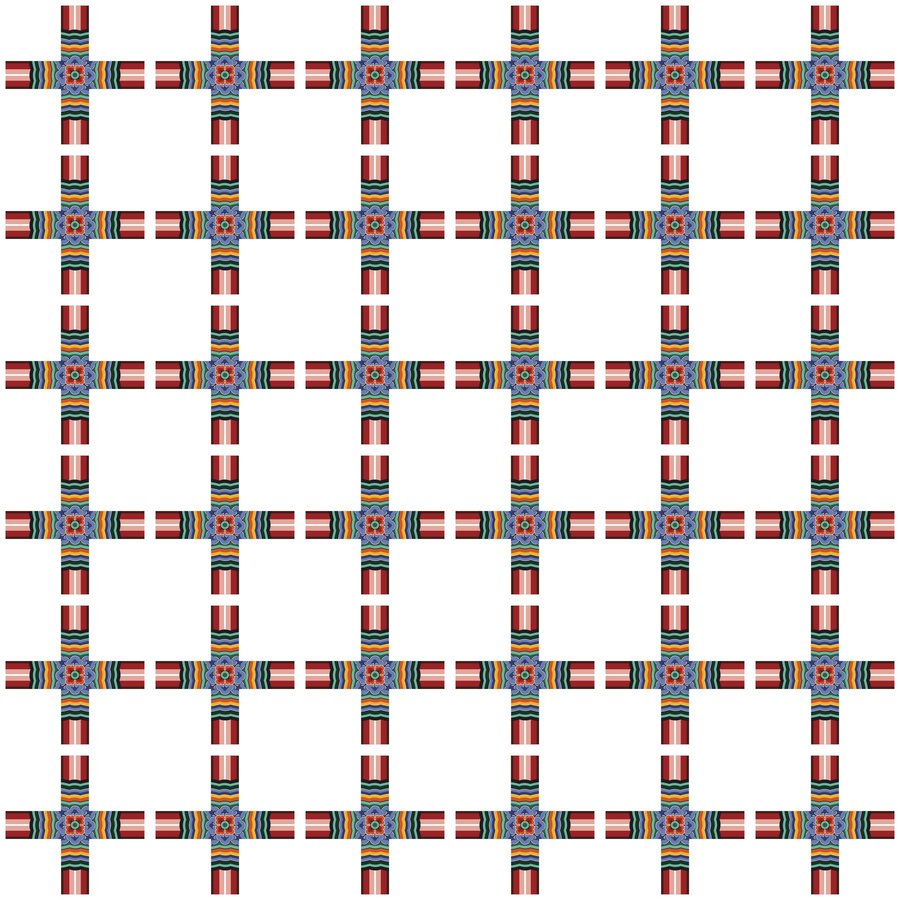 Ceiling cross lattice seamless Korean pattern tile, 3×3 repeat preview