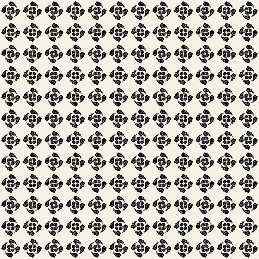 Cloud pinwheel checker seamless Korean pattern tile, 3×3 repeat preview
