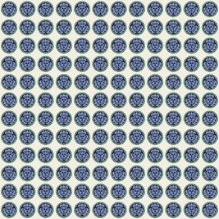 Cloud roundel grid seamless Korean pattern tile, 3×3 repeat preview