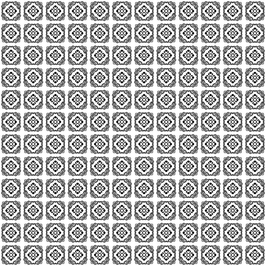 Cloud square medallion grid seamless Korean pattern tile, 3×3 repeat preview