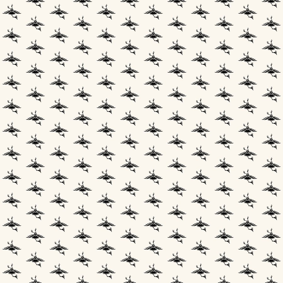 Crane flight halfdrop seamless Korean pattern tile, 3×3 repeat preview
