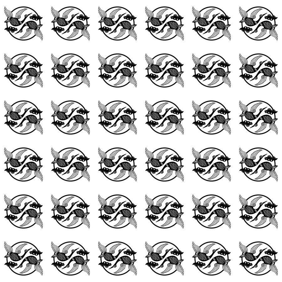 Duck roundel checker seamless Korean pattern tile, 3×3 repeat preview