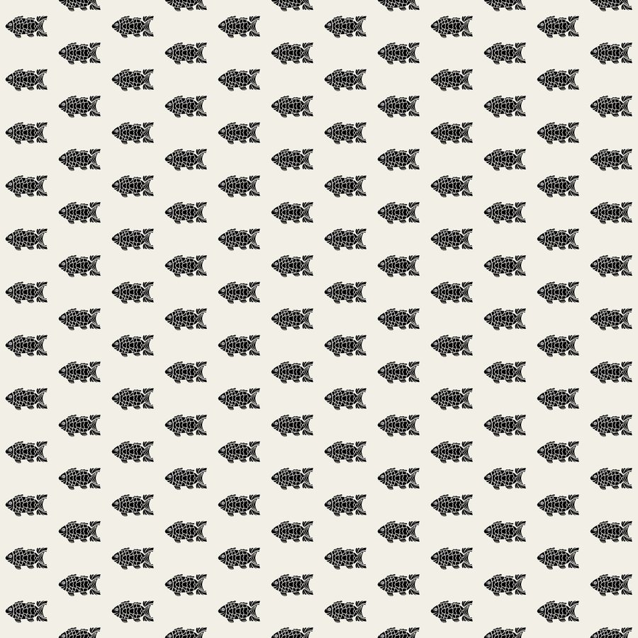 Fish halfdrop seamless Korean pattern tile, 3×3 repeat preview