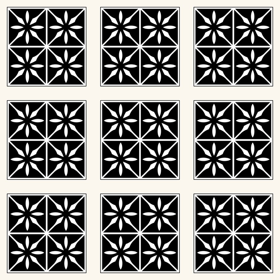Flower quad grid seamless Korean pattern tile, 3×3 repeat preview
