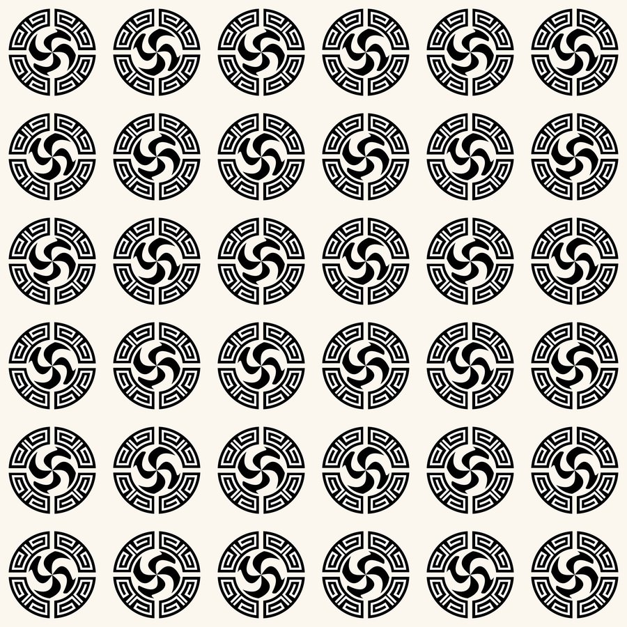 Four blade taegeuk altrot seamless Korean pattern tile, 3×3 repeat preview