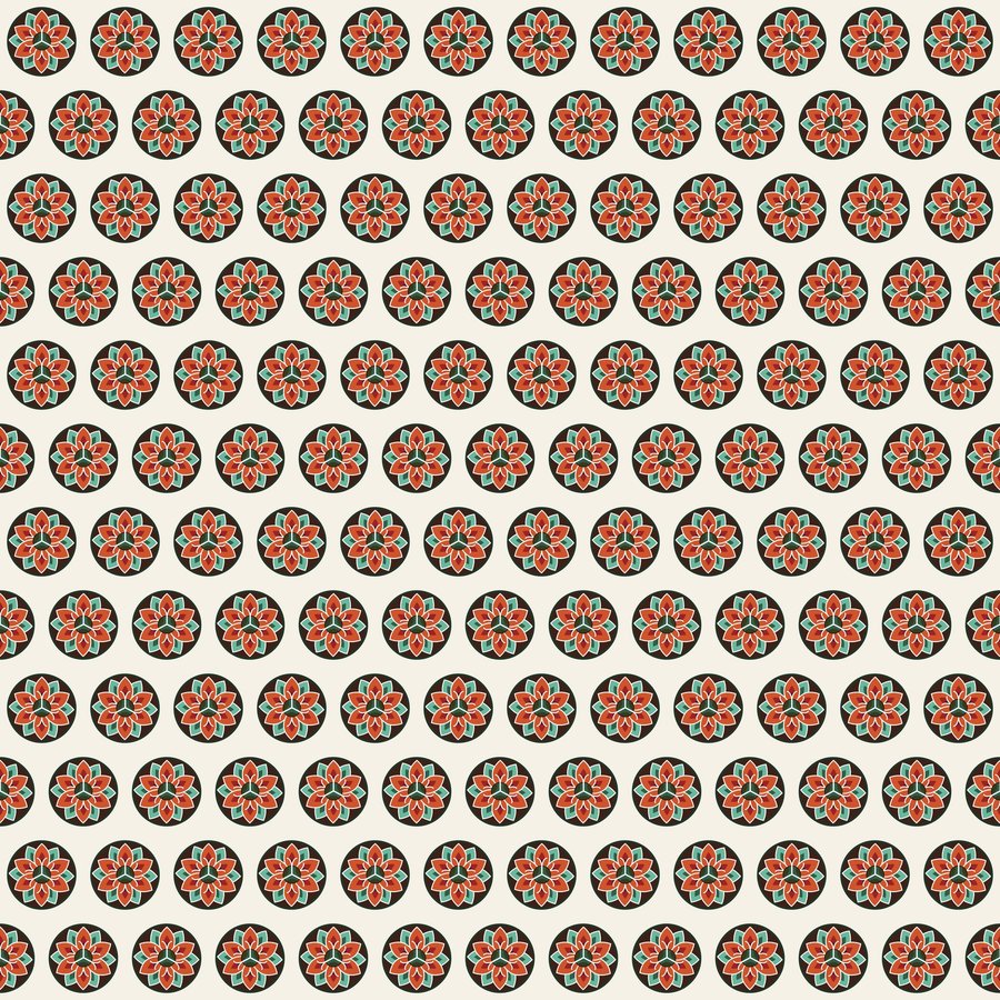 Lotus orange brick seamless Korean pattern tile, 3×3 repeat preview