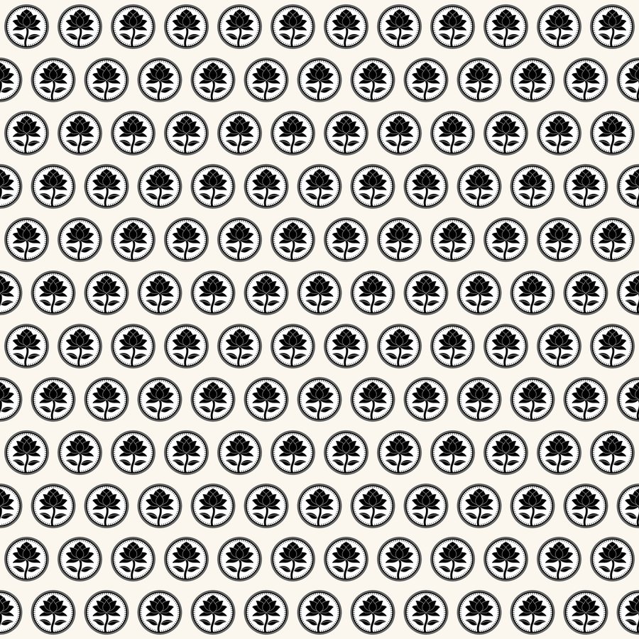Lotus roundel brick seamless Korean pattern tile, 3×3 repeat preview