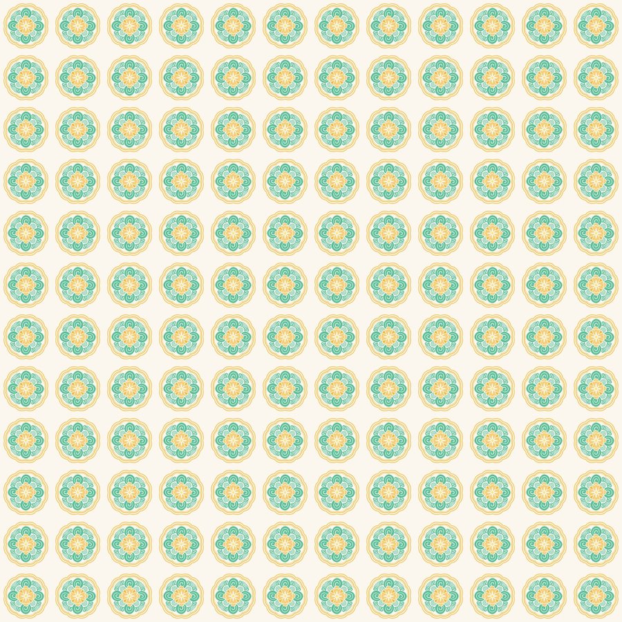 Lotus roundel grid seamless Korean pattern tile, 3×3 repeat preview