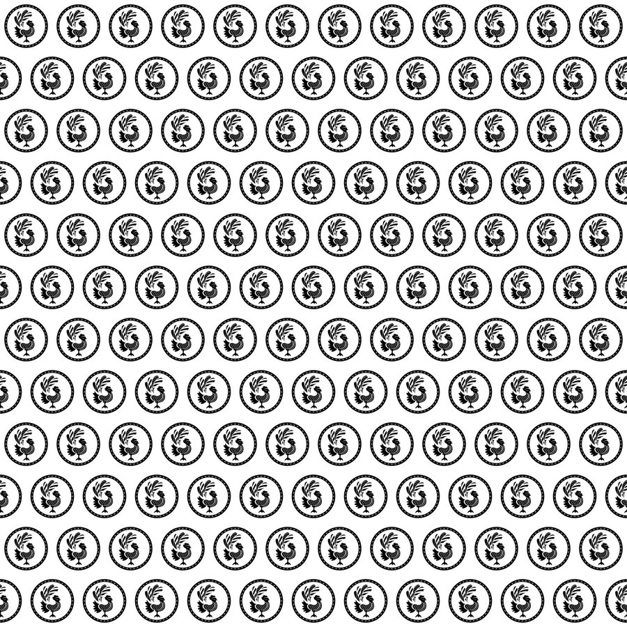 Rooster roundel brick seamless Korean pattern tile, 3×3 repeat preview