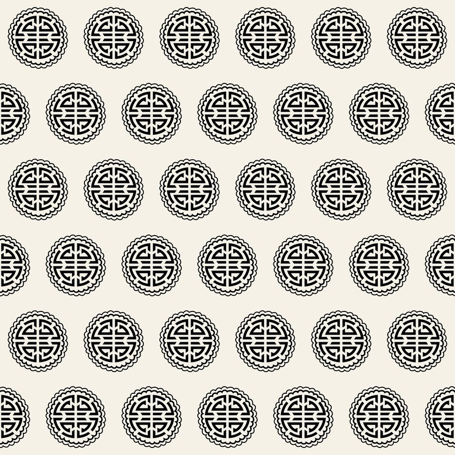 Su lobed brick seamless Korean pattern tile, 3×3 repeat preview