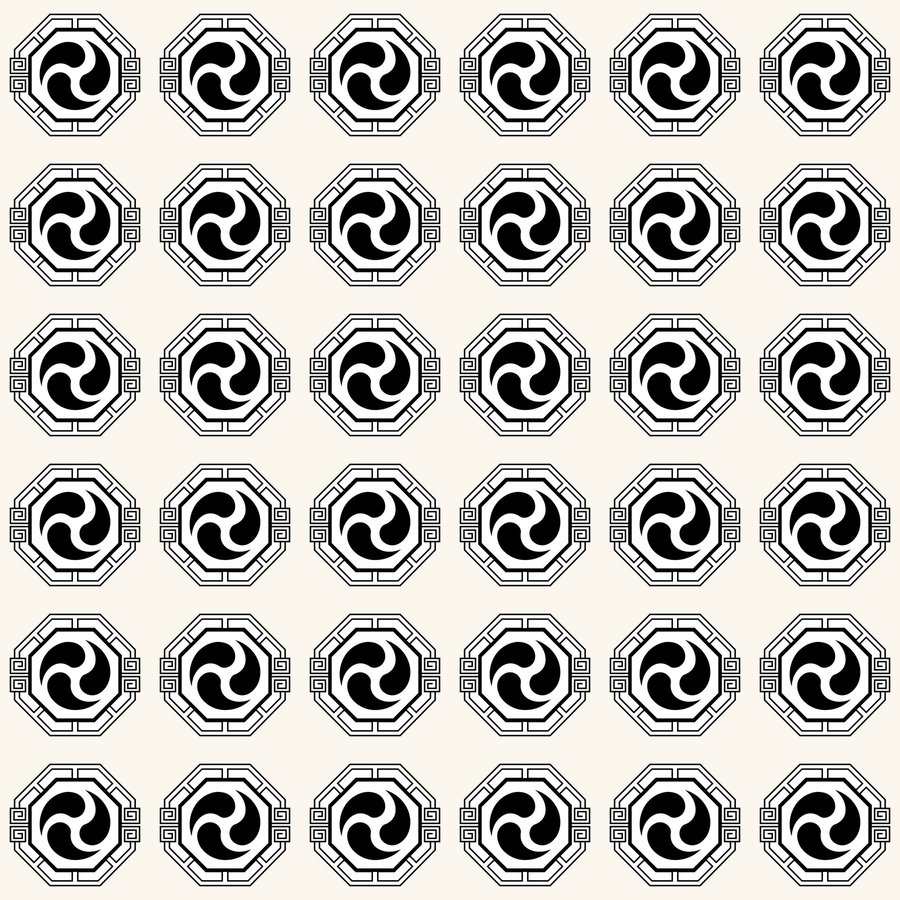 Taegeuk octagon grid seamless Korean pattern tile, 3×3 repeat preview