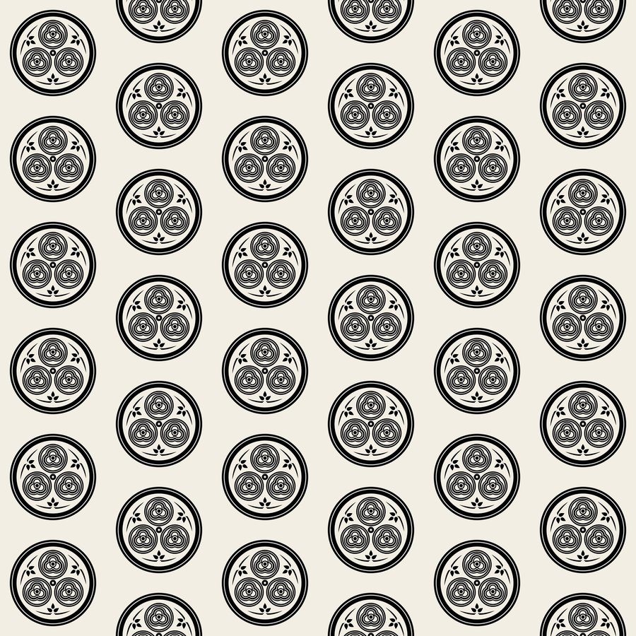Taegeuk triple halfdrop seamless Korean pattern tile, 3×3 repeat preview